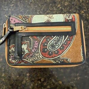 Spartina 449 Paisley Clutch with Red and Brown Accents